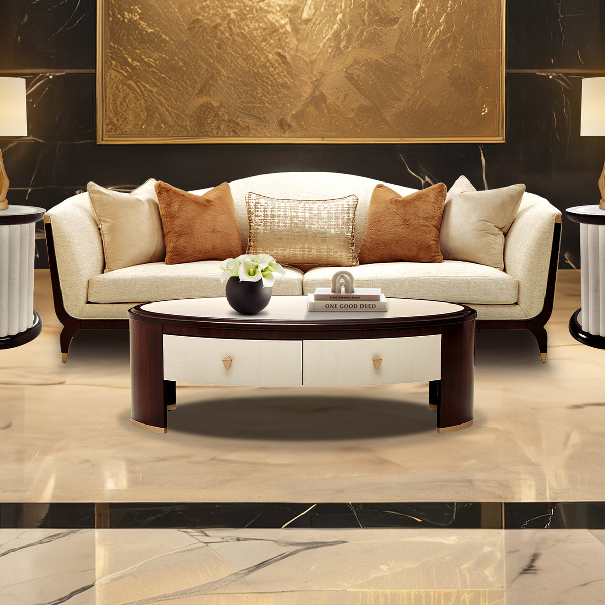 Michael Amini Paris Chic Oval Cocktail Table