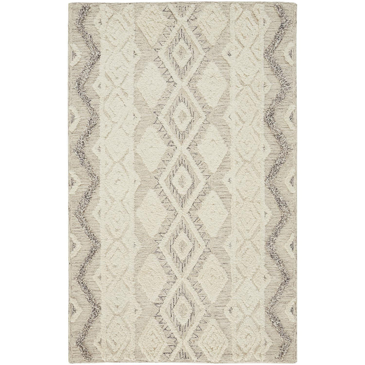 Feizy Anica 8006F Transitional Geometric Rug in Ivory/Taupe/Gray