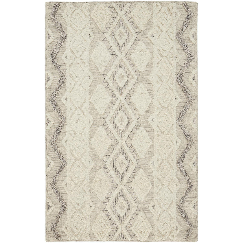 Feizy Anica 8006F Transitional Geometric Rug in Ivory/Taupe/Gray