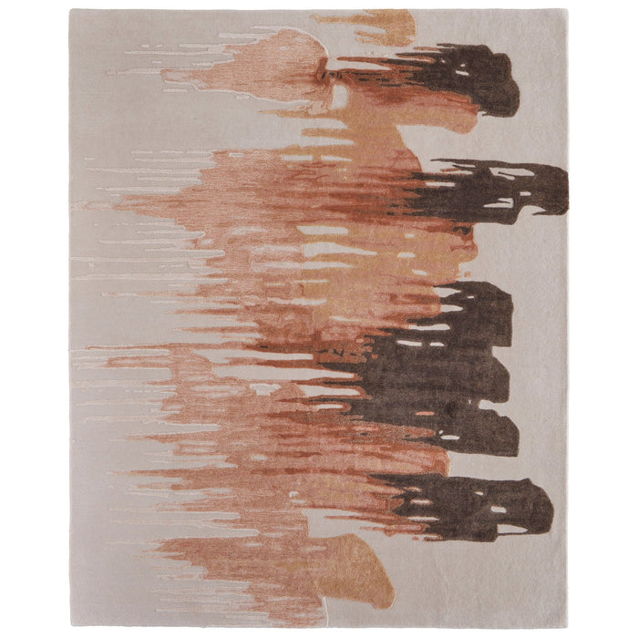 Feizy Anya 8883F Transitional Abstract Rug in Red/Brown/Orange