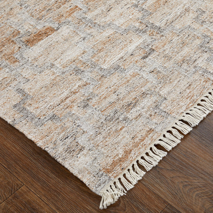 Feizy Beckett 0787F Transitional Trellis & Lattice in Tan/Gray/Ivory