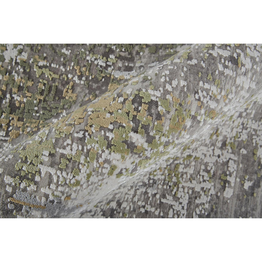 Feizy Cadiz 39FXF Modern Abstract Rug in Green/Gray/Ivory