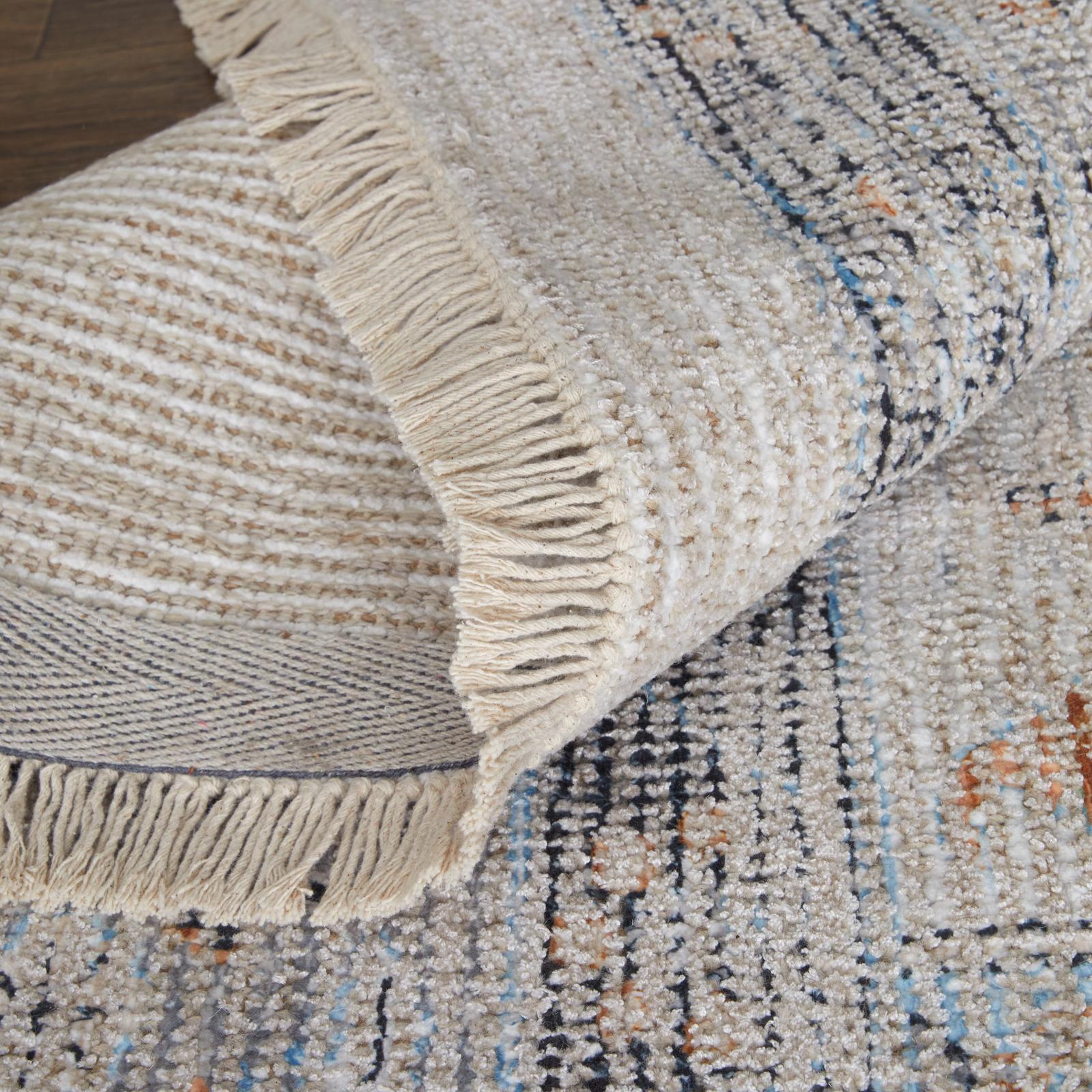 Feizy Caldwell 8980F Transitional Medallion Rug in Ivory/Blue/Orange