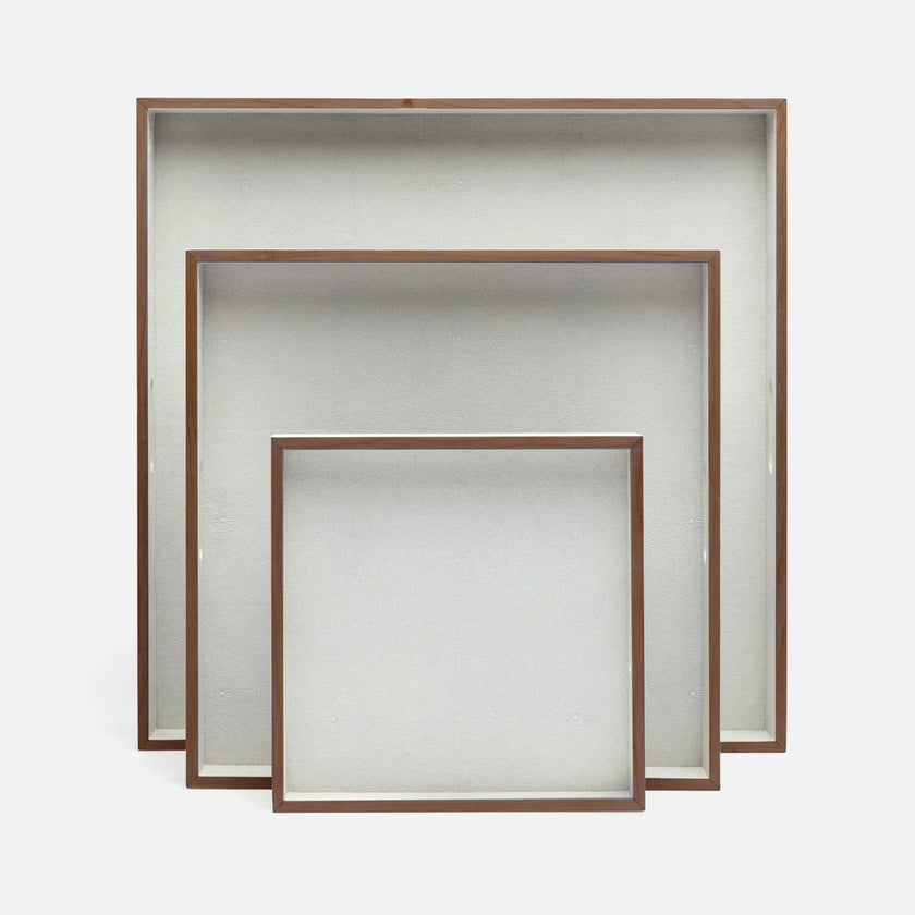Amina Faux Shagreen Tray - Set of 3