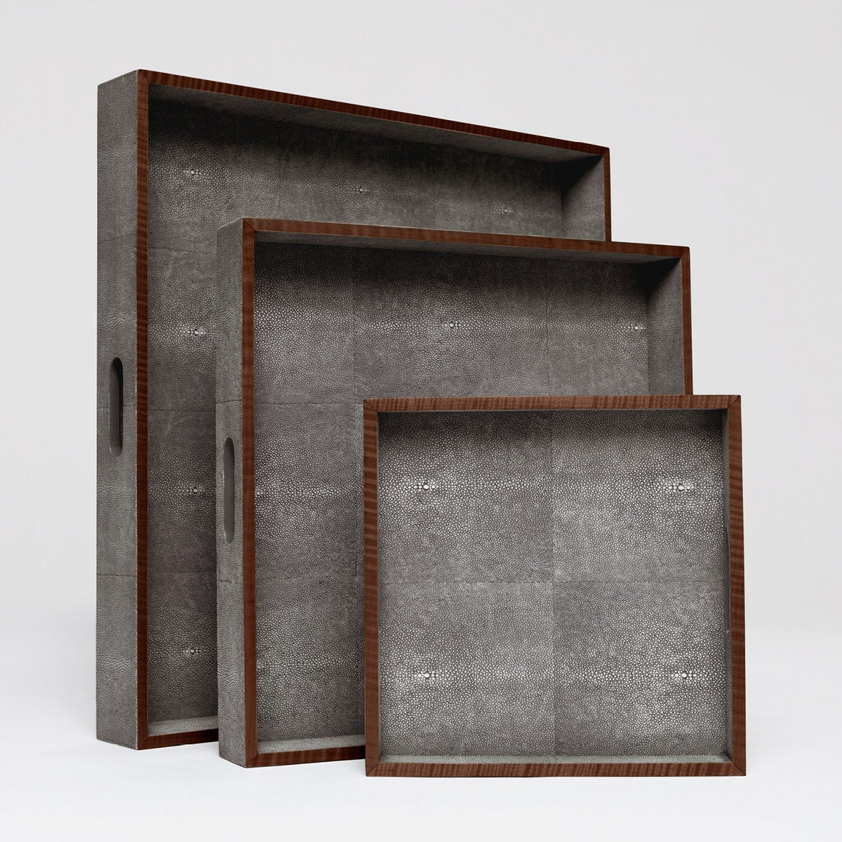 Amina Faux Shagreen Tray - Set of 3