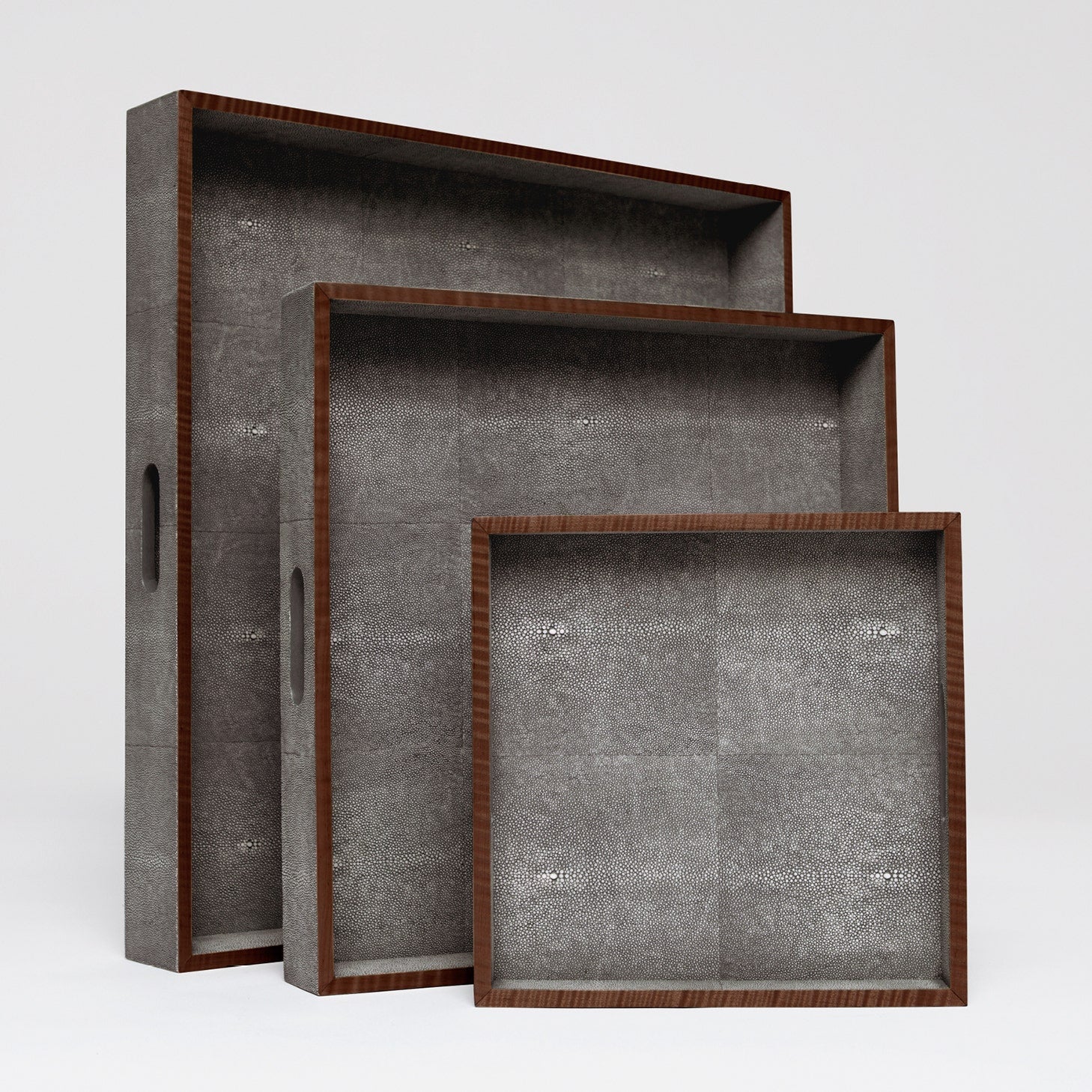 Amina Faux Shagreen Tray - Set of 3