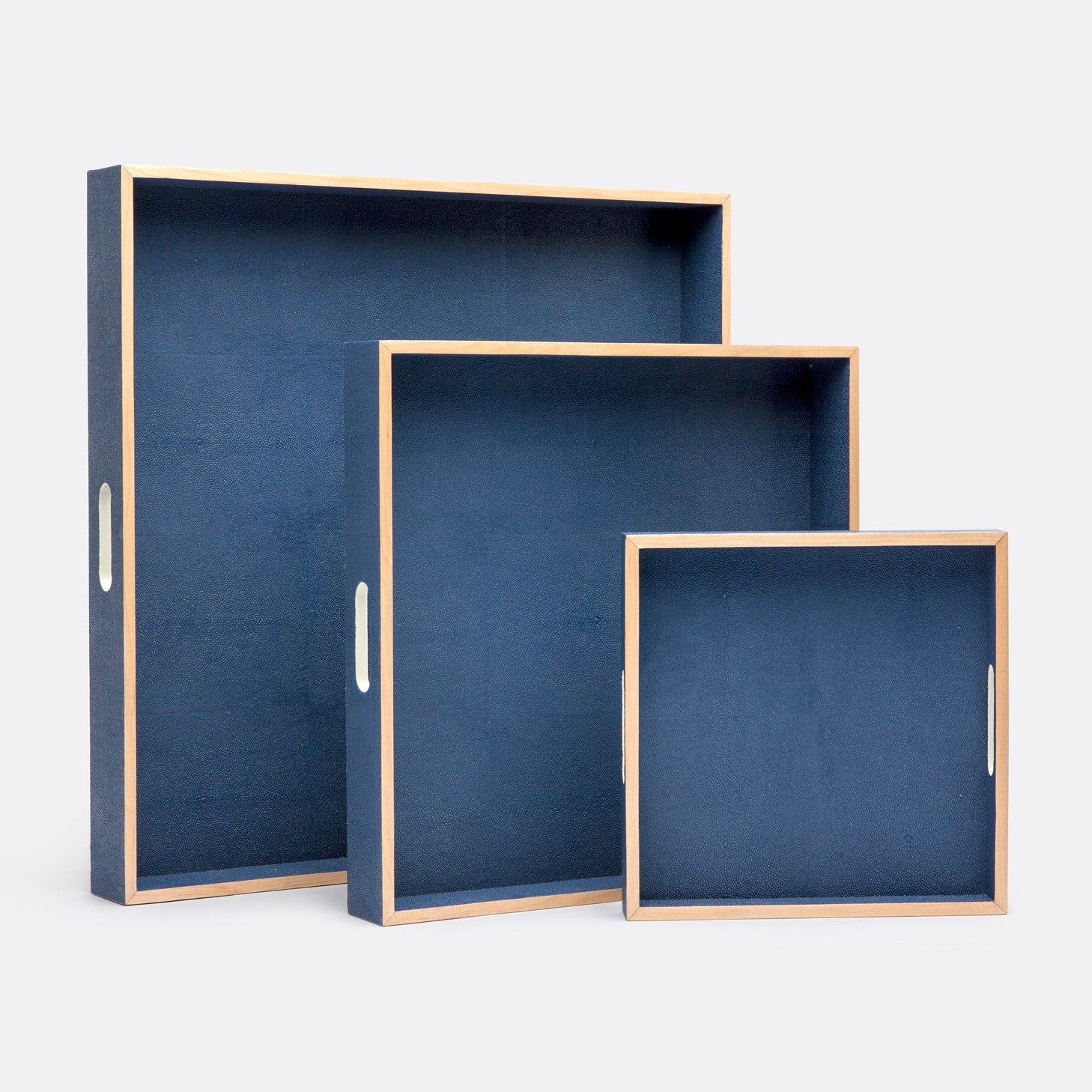 Amina Faux Shagreen Tray - Set of 3