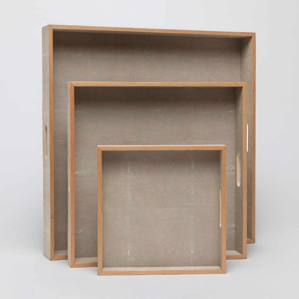 Amina Faux Shagreen Tray - Set of 3