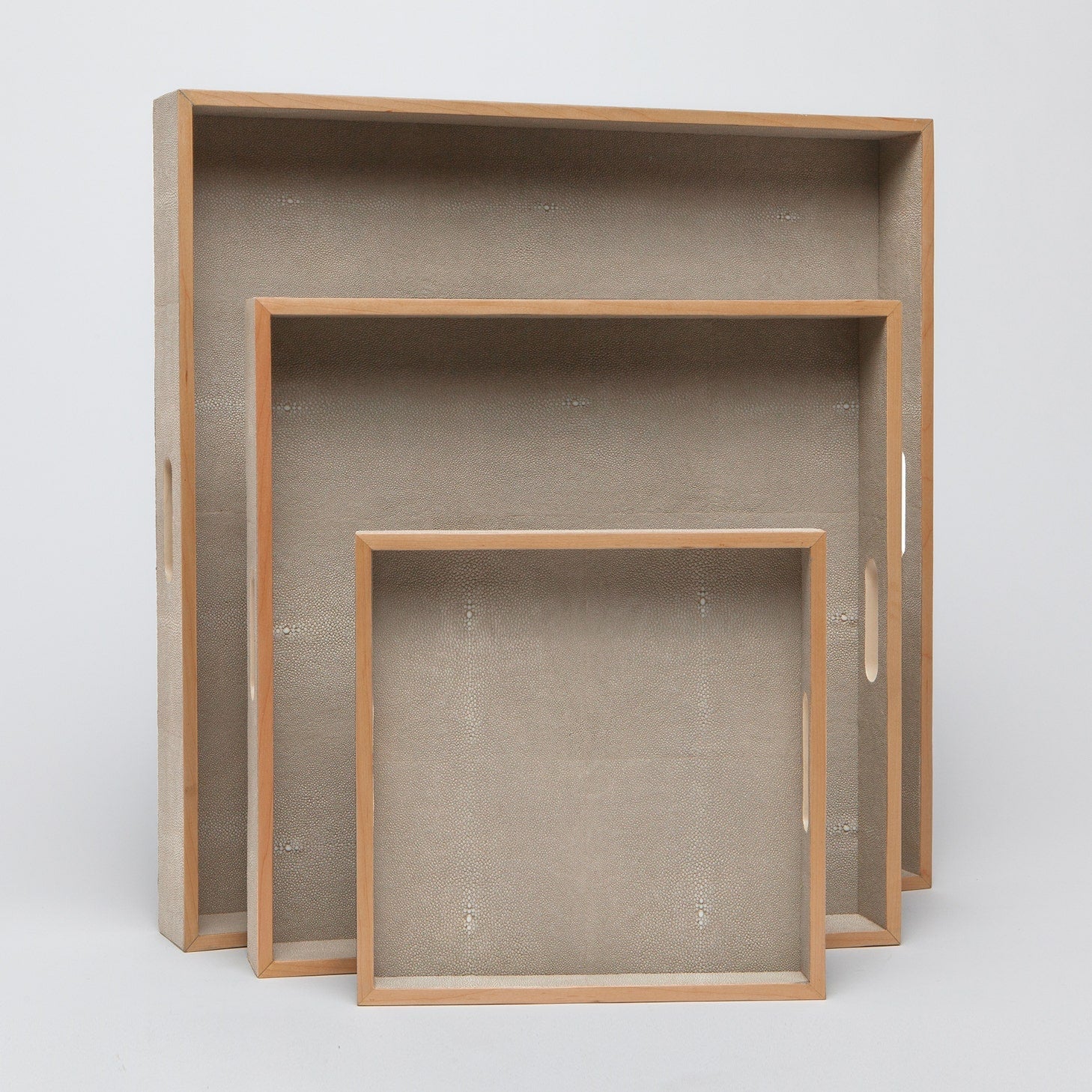 Amina Faux Shagreen Tray - Set of 3