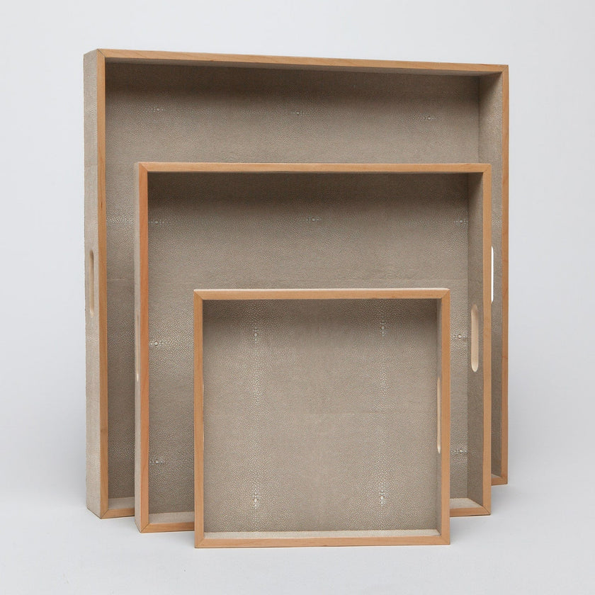 Amina Faux Shagreen Tray - Set of 3