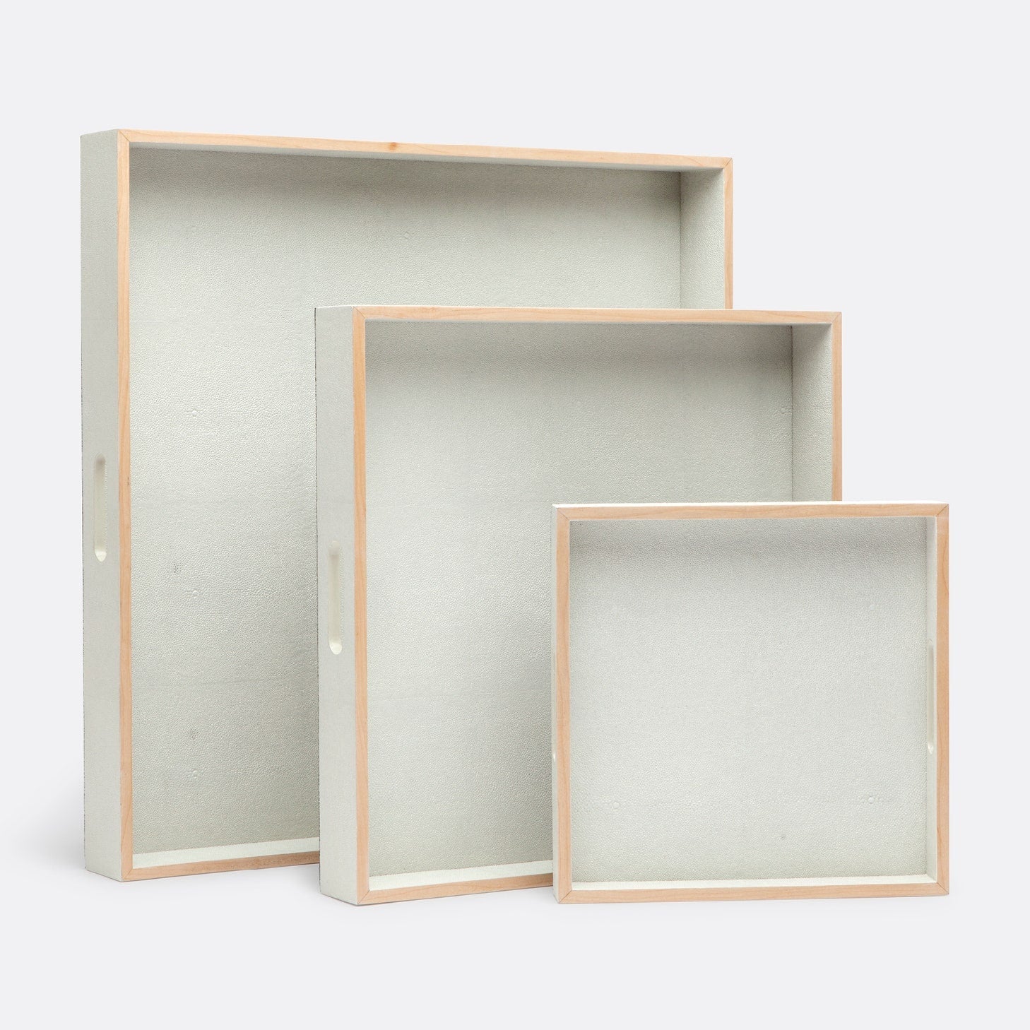 Amina Faux Shagreen Tray - Set of 3