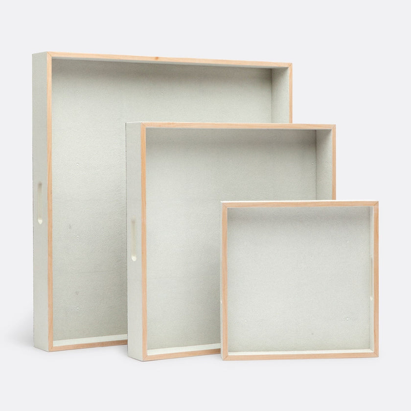 Amina Faux Shagreen Tray - Set of 3