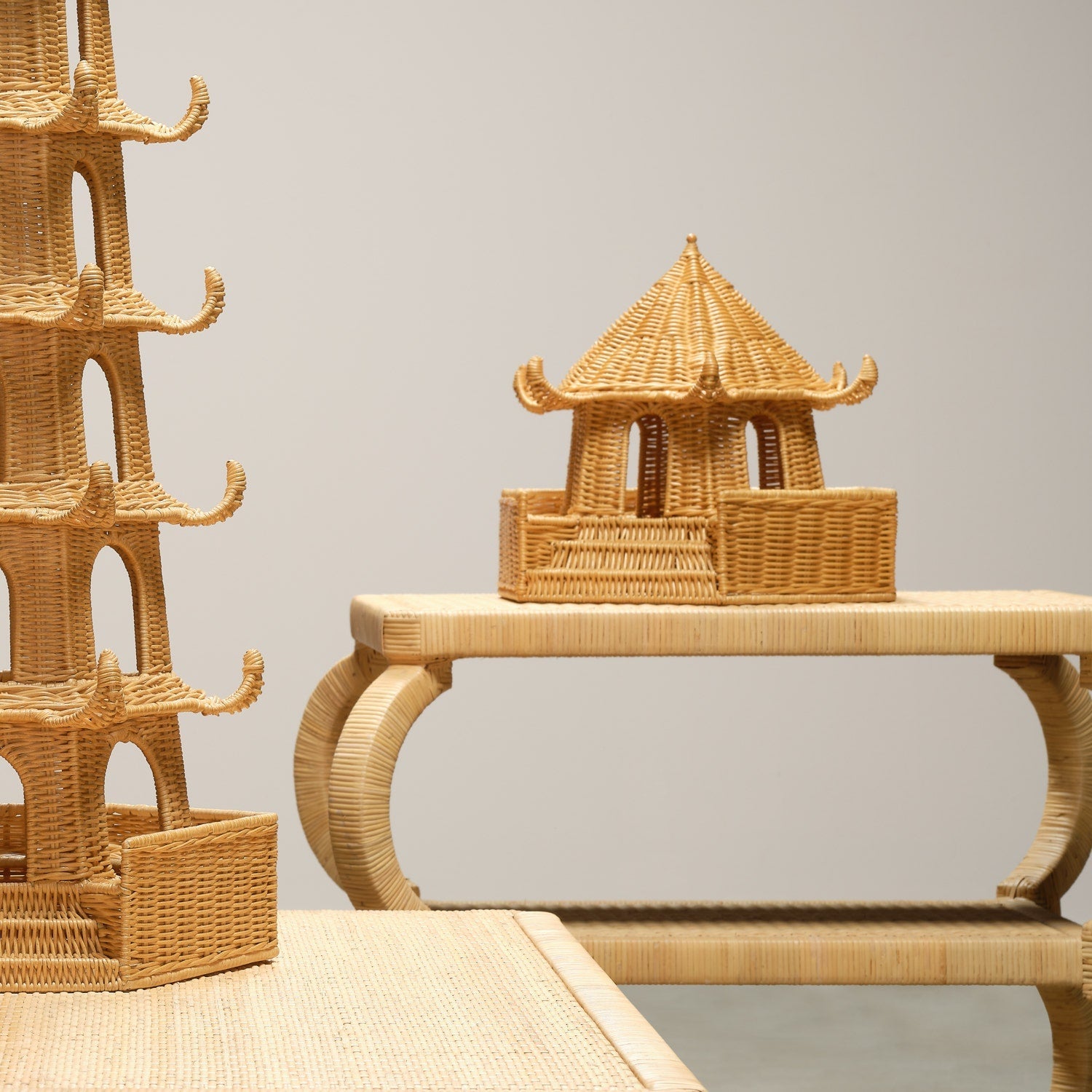Bardot Rattan Pagoda Sculptures