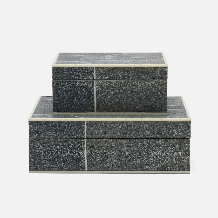 Breck Faux Shagreen Box - Set of 2