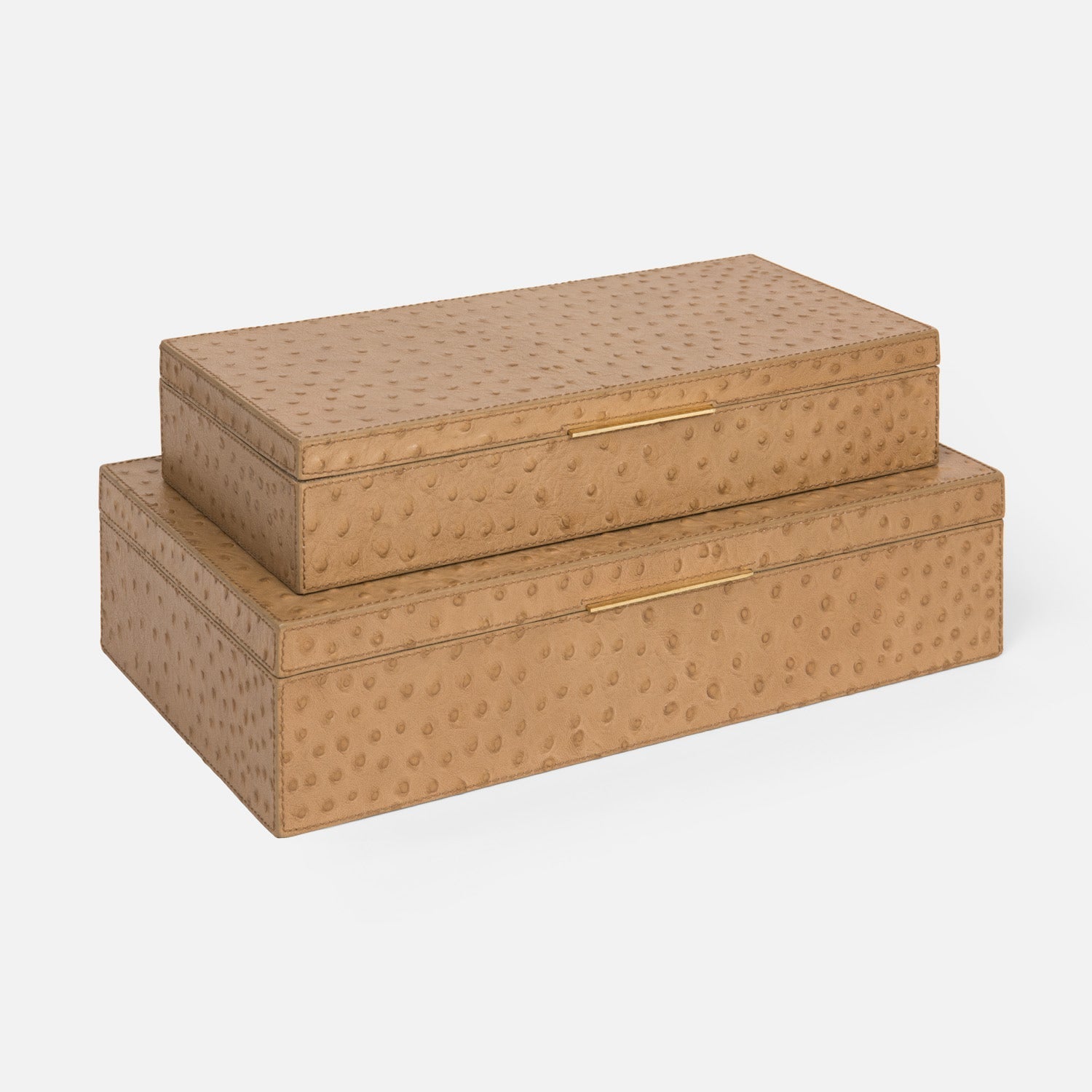 Imani Ostrich Embossed Leather Box - Set of 2