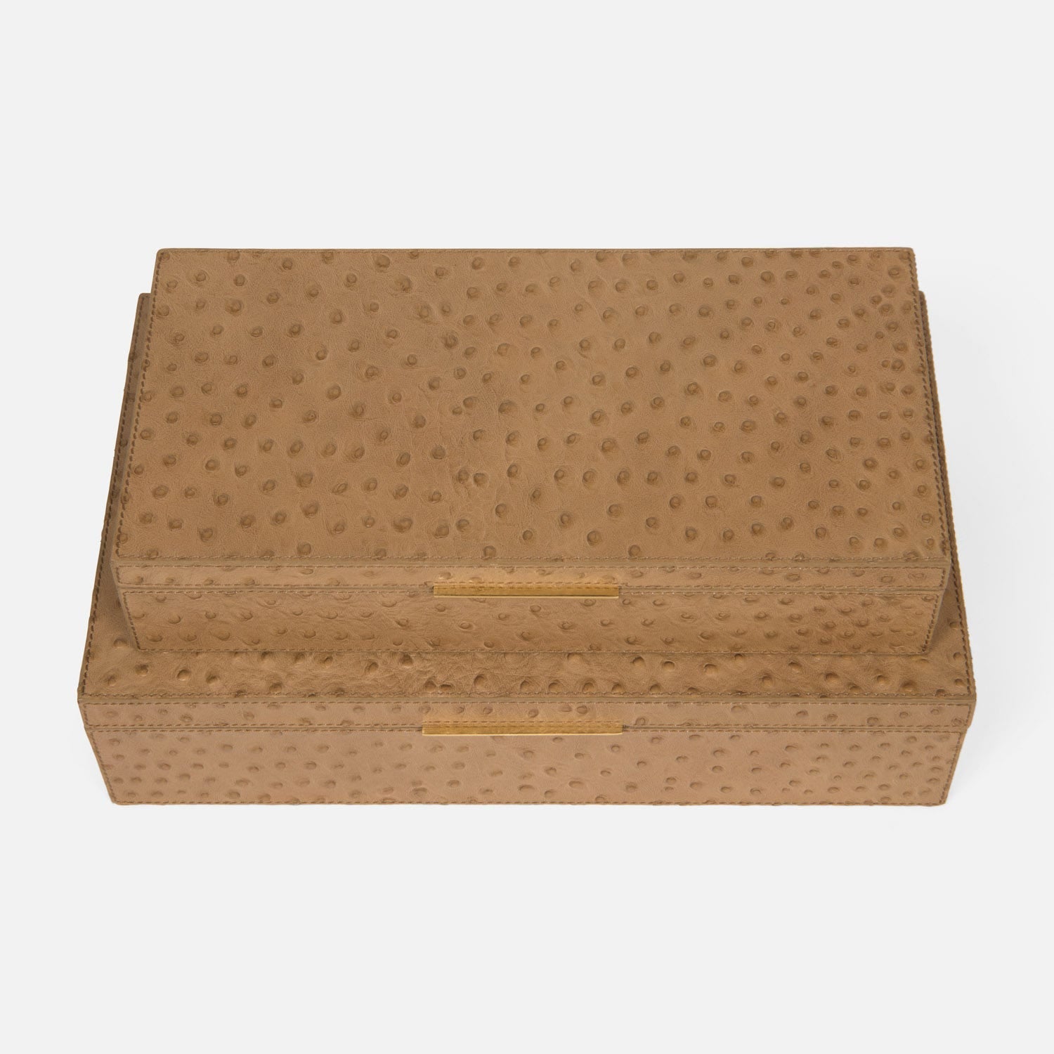 Imani Ostrich Embossed Leather Box - Set of 2
