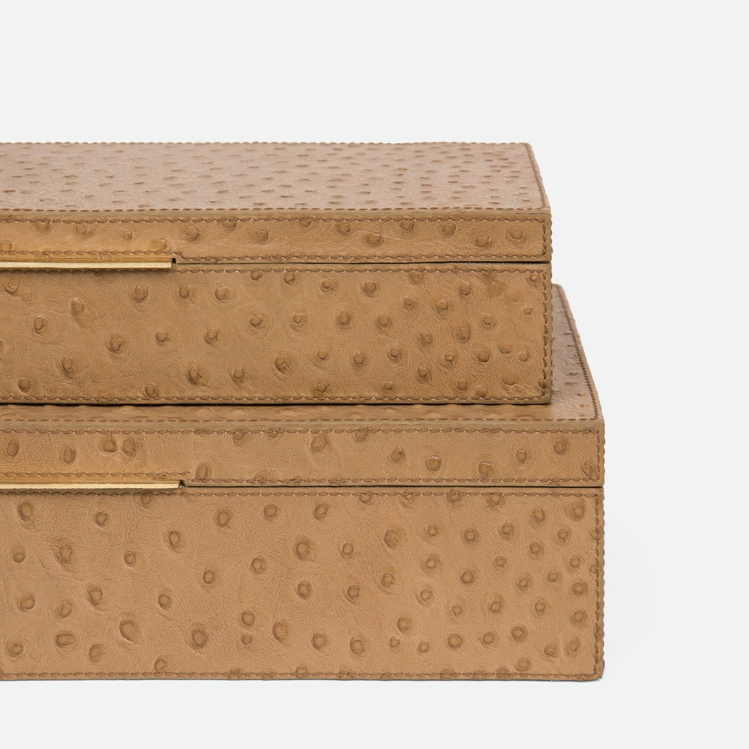Imani Ostrich Embossed Leather Box - Set of 2