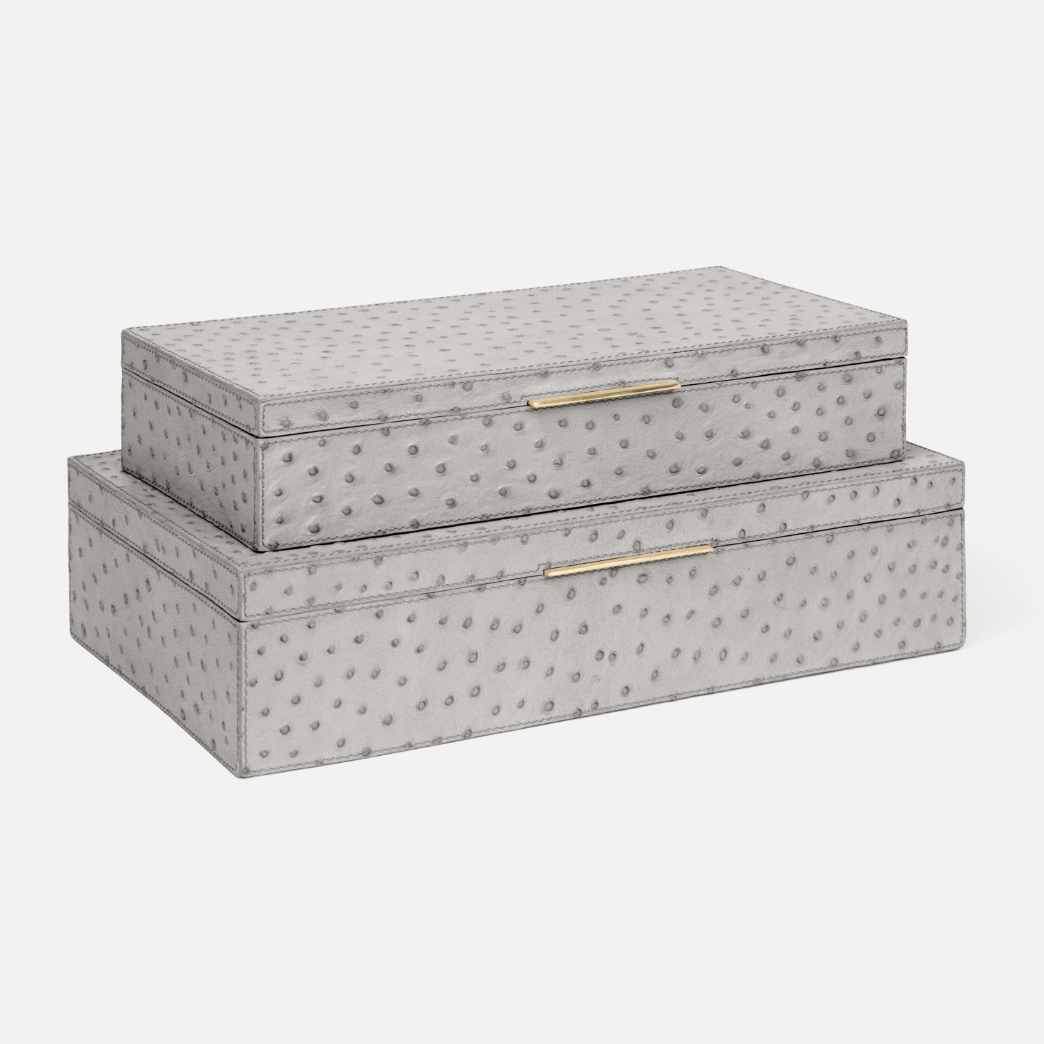 Imani Ostrich Embossed Leather Box - Set of 2