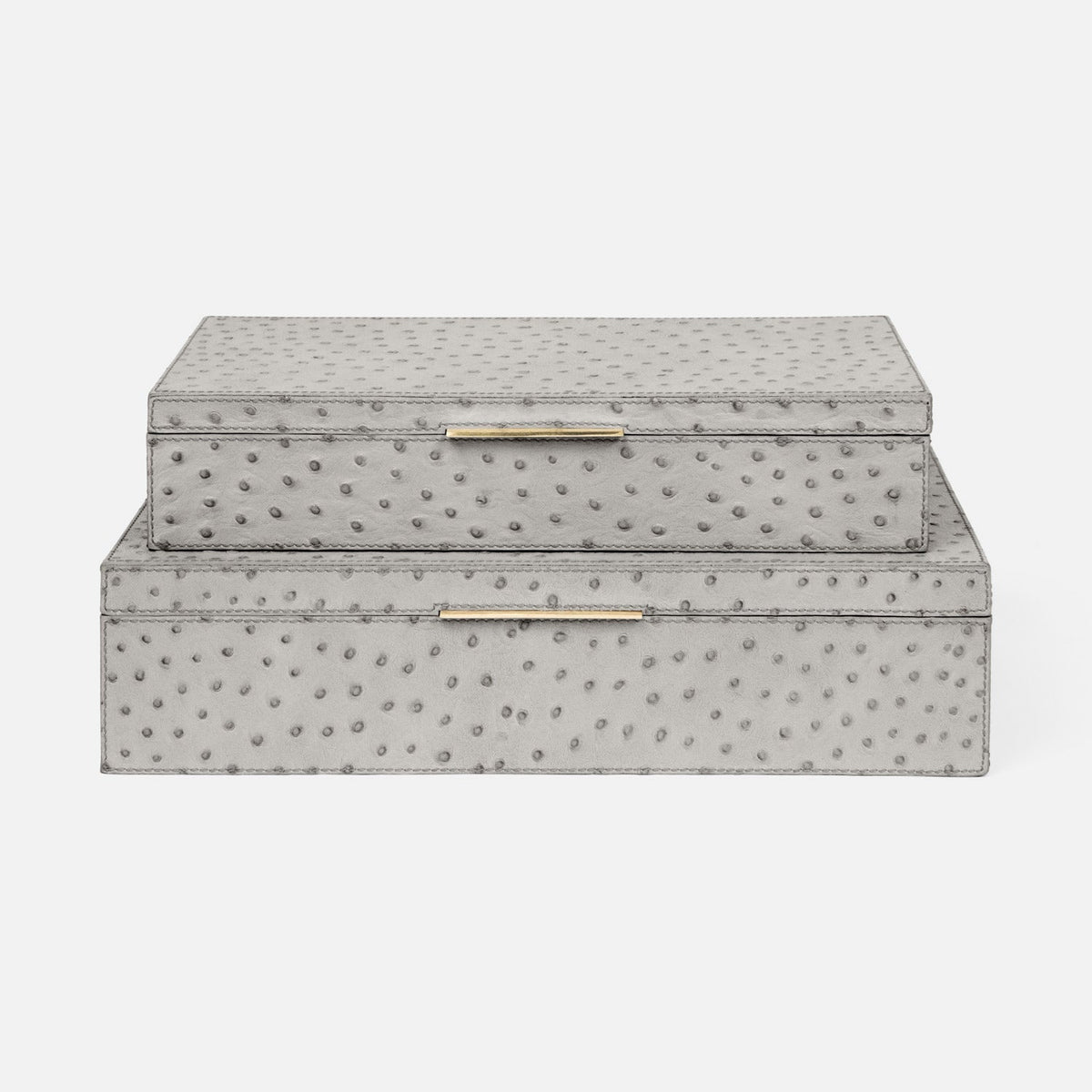 Imani Ostrich Embossed Leather Box - Set of 2