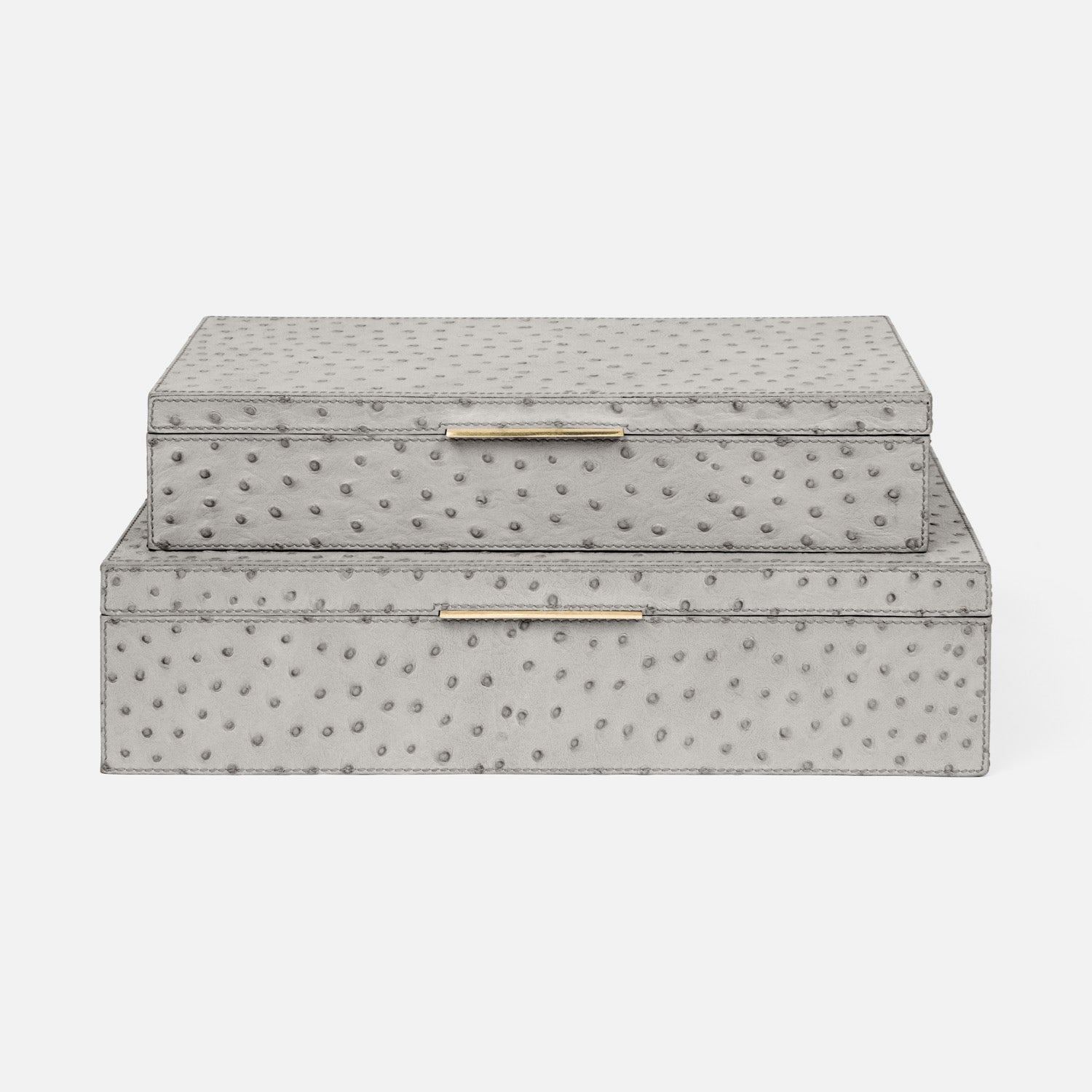 Imani Ostrich Embossed Leather Box - Set of 2