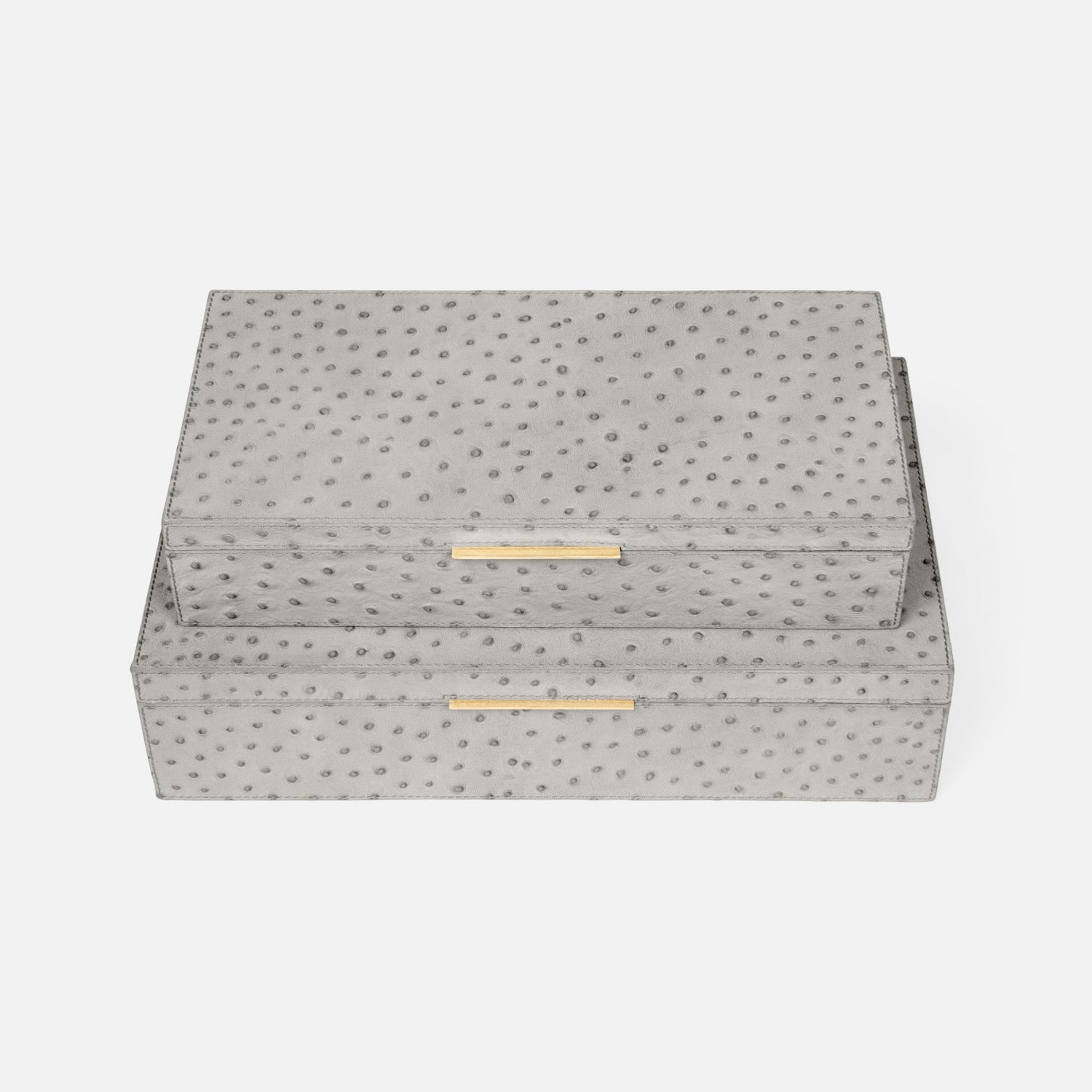 Imani Ostrich Embossed Leather Box - Set of 2