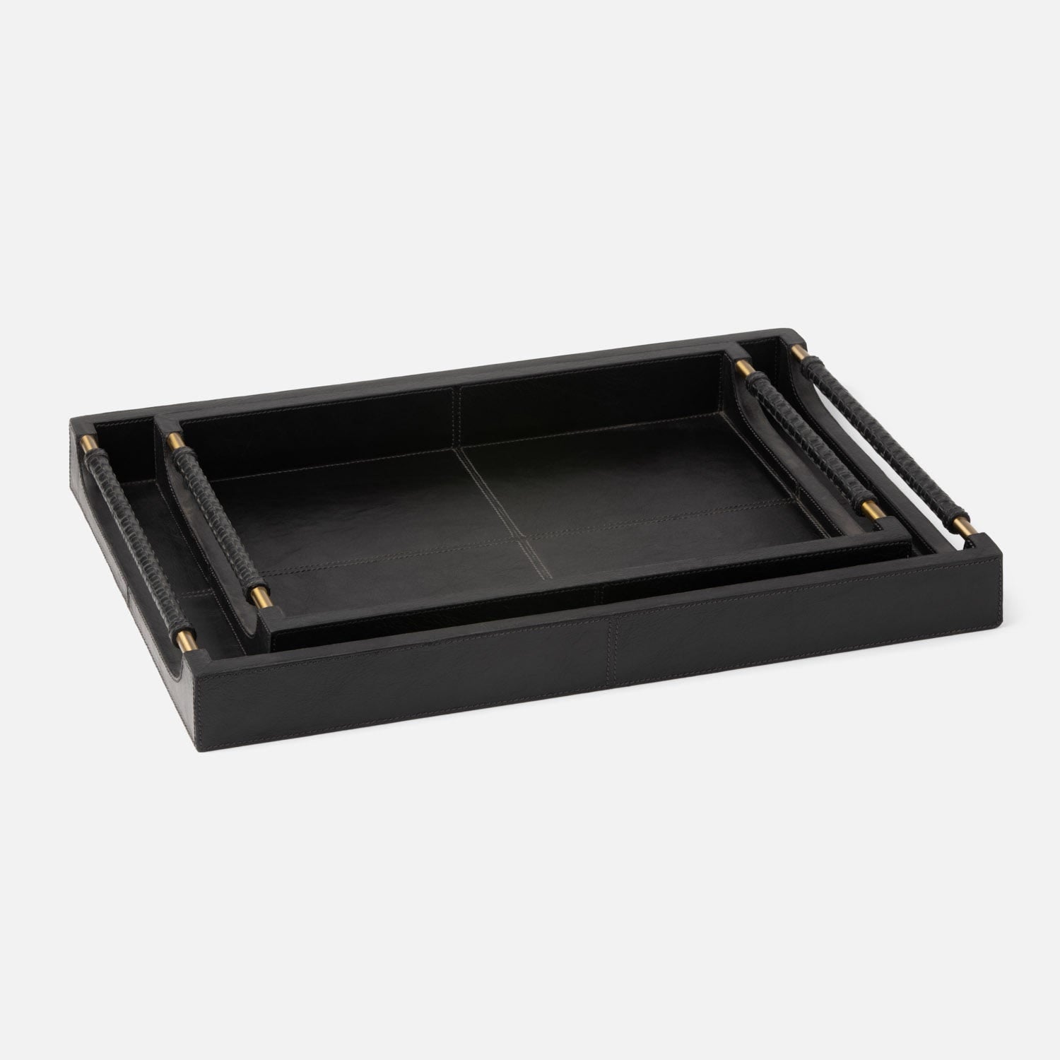 Lenora Leather Tray - Set of 2