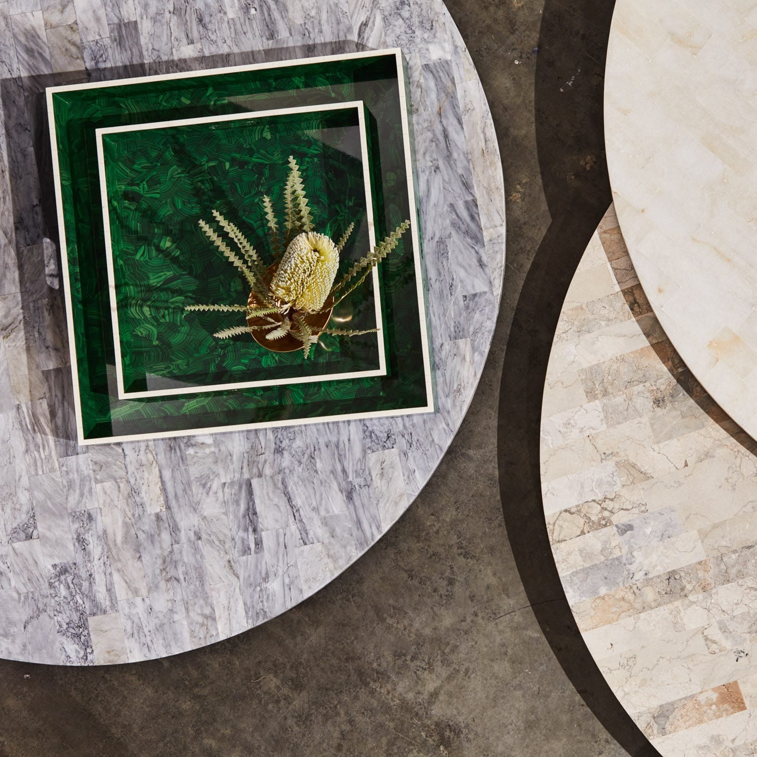 Nikolai Faux Malachite Tray - Set of 2