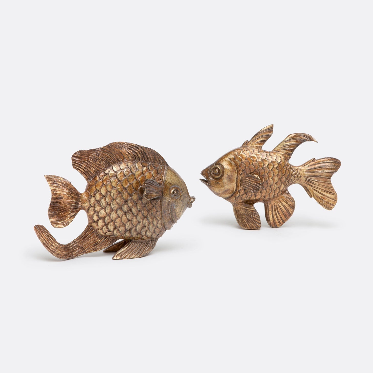 Sahen Gold Fish Sculpture - Set of 2