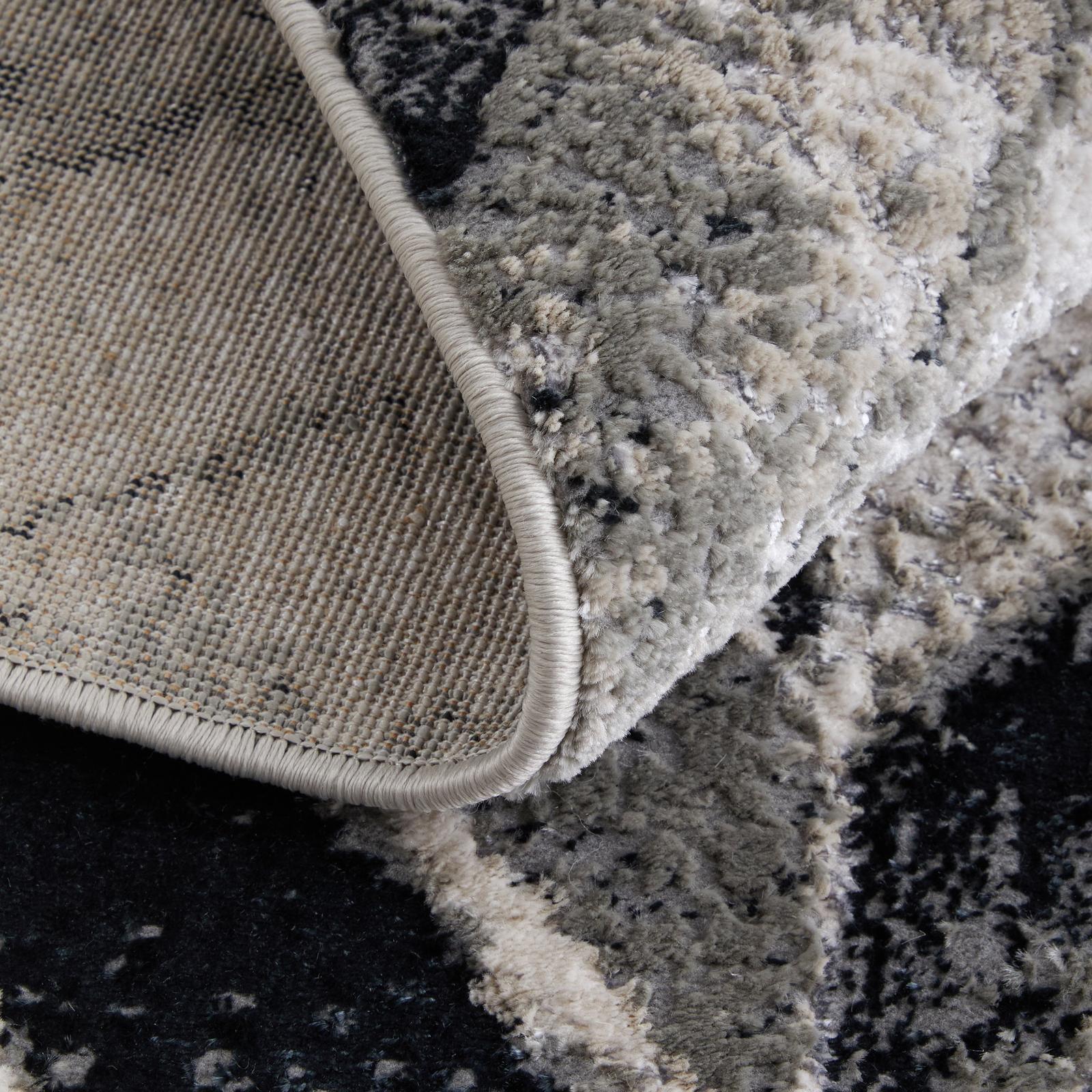 Feizy Micah 3048F Modern Chevron Rug in Black/Gray/Silver