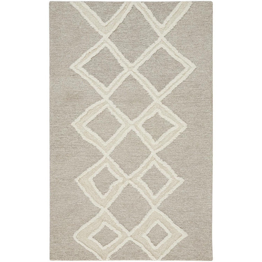 Feizy Anica 8009F Transitional Geometric Rug in Gray/Ivory