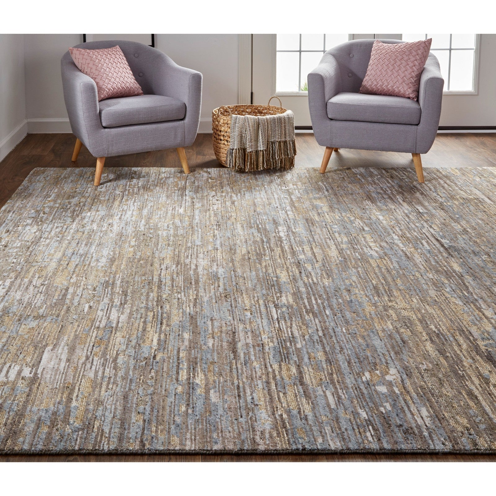Feizy Conroe 6822F Modern Abstract in Brown/Gray