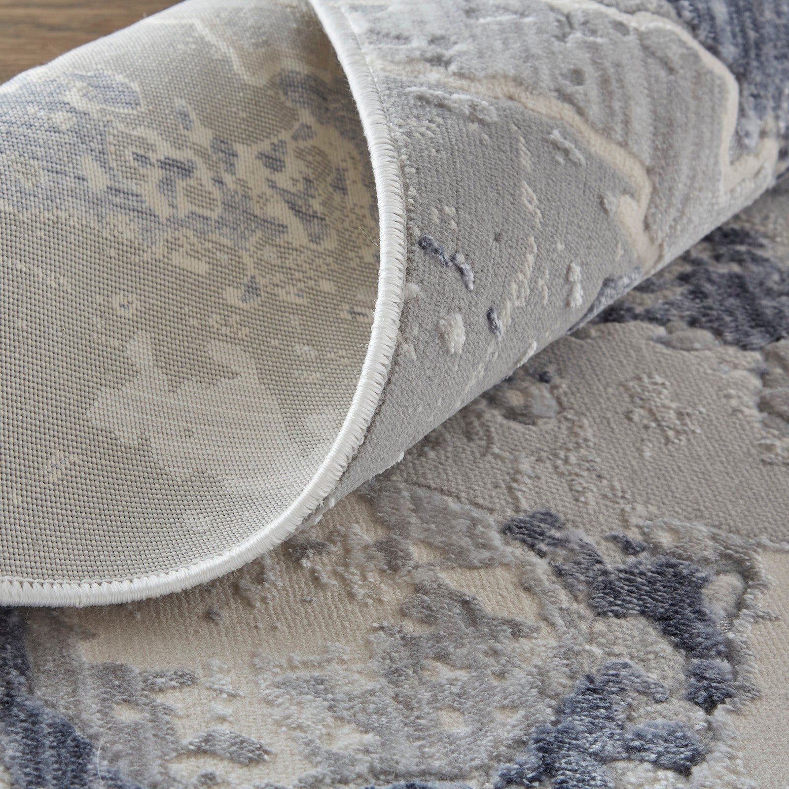 Feizy Laina 39G8F Transitional Abstract in Ivory/Blue