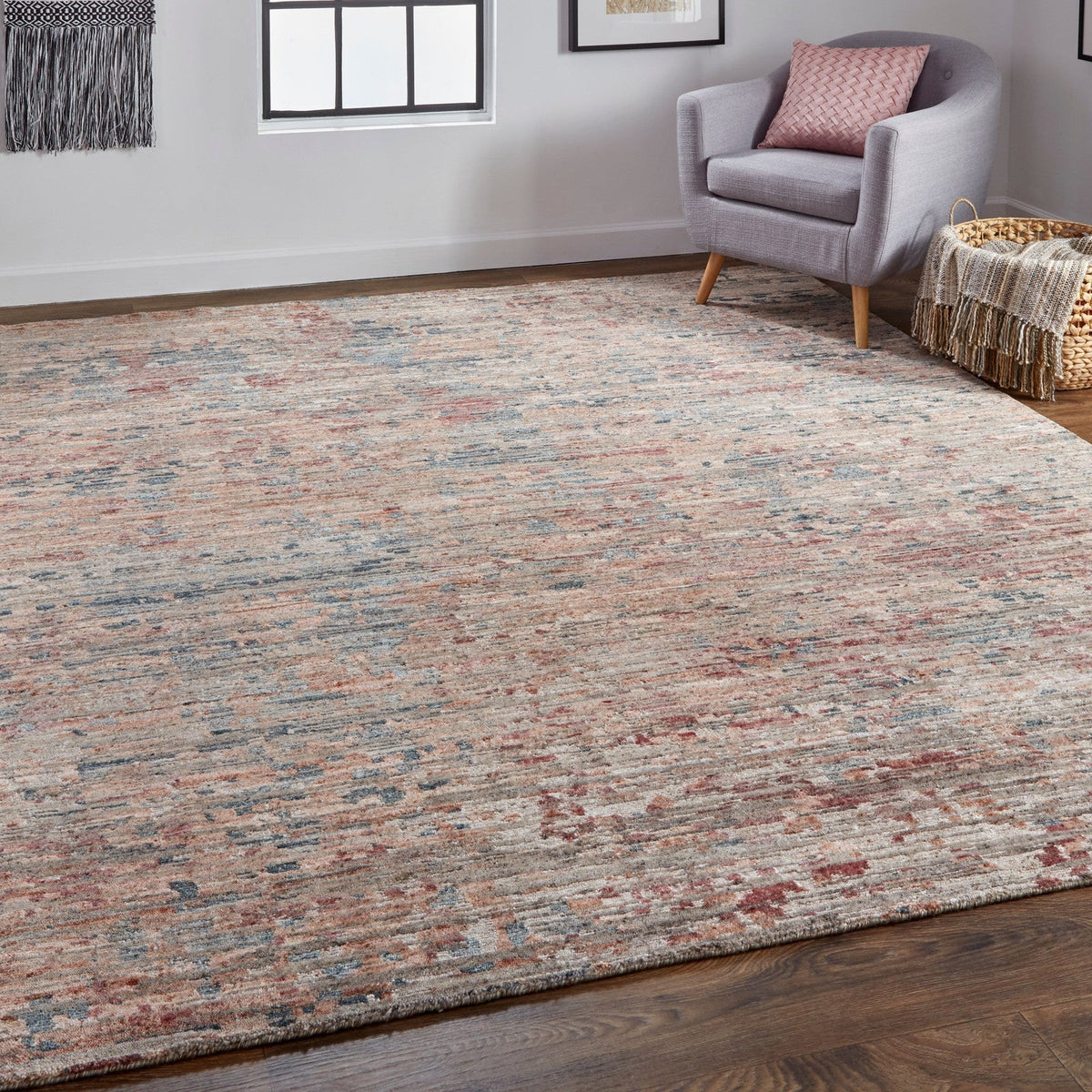 Feizy Conroe 6827F Modern Abstract in Red/Blue