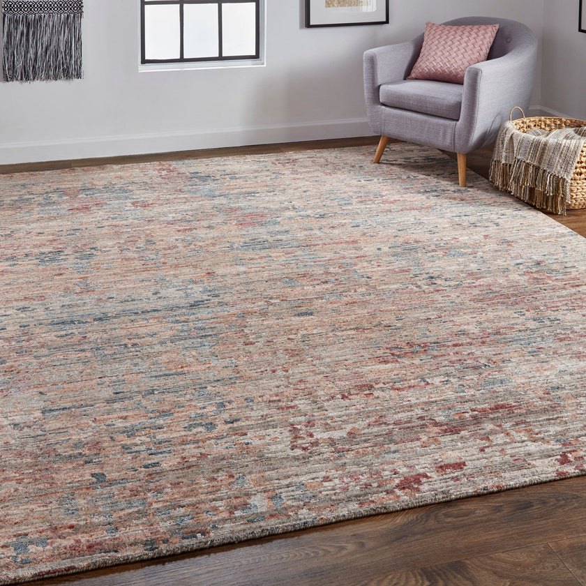 Feizy Conroe 6827F Modern Abstract in Red/Blue