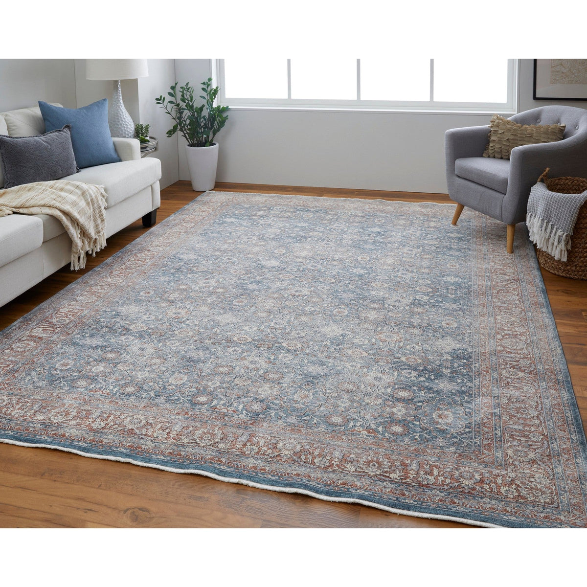 Feizy Marquette 39GTF Transitional Oriental in Blue/Red