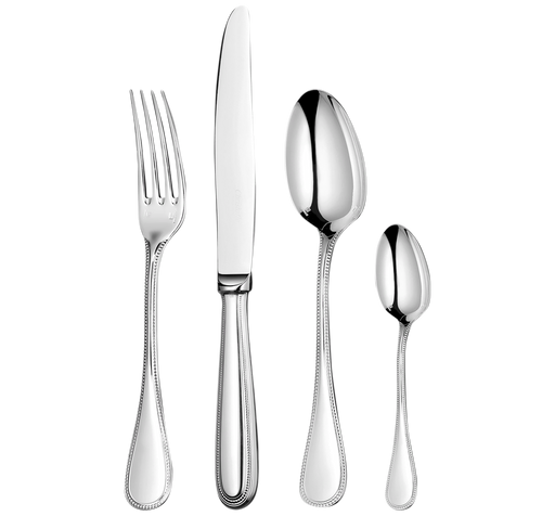 Christofle Steel Perles 24-Piece Stainless Steel Flatware Set with Chest