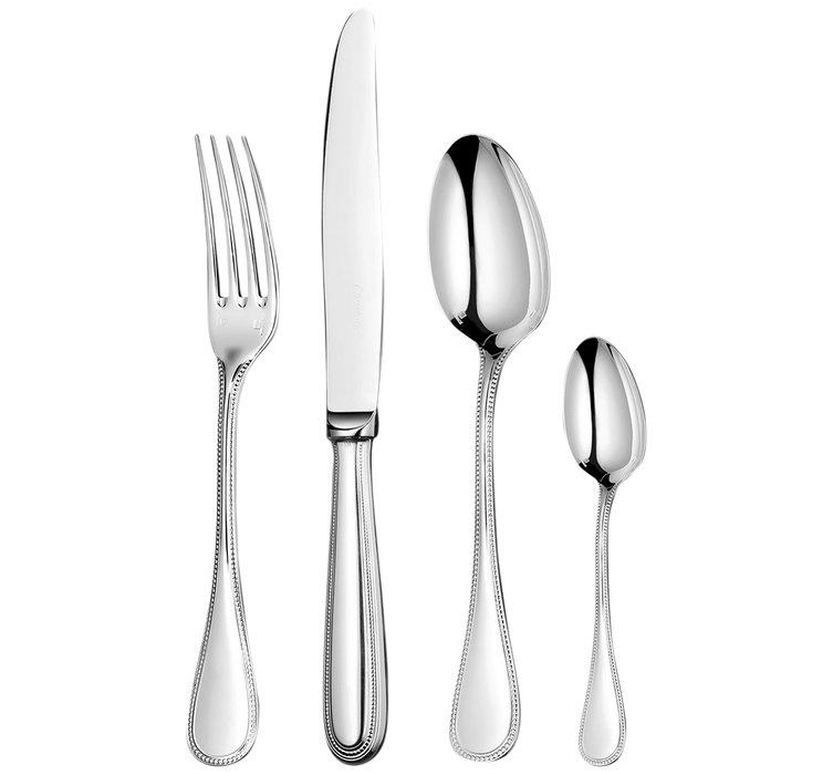 Christofle Steel Perles 24-Piece Stainless Steel Flatware Set with Chest