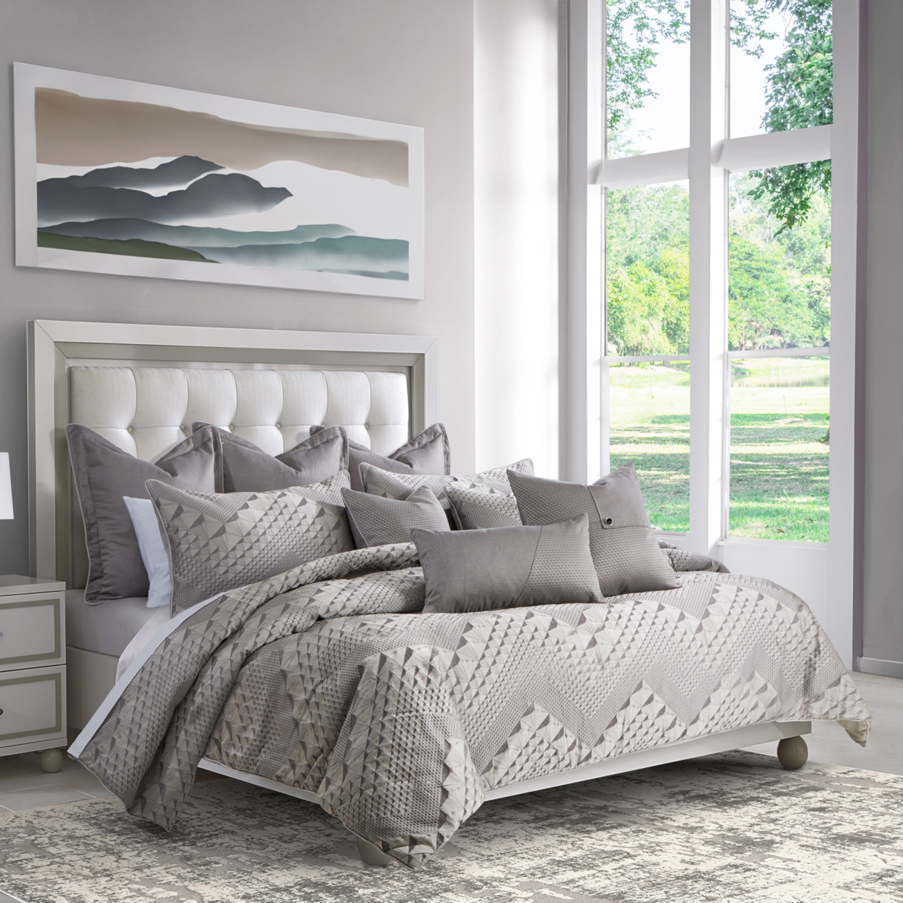 Michael Amini Peak View Comforter Set -  Taupe