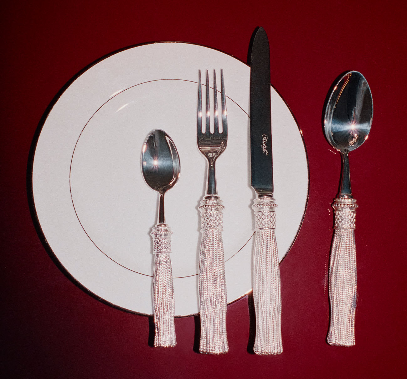 Christofle Pompon Silver Plated 4-Piece Place Setting