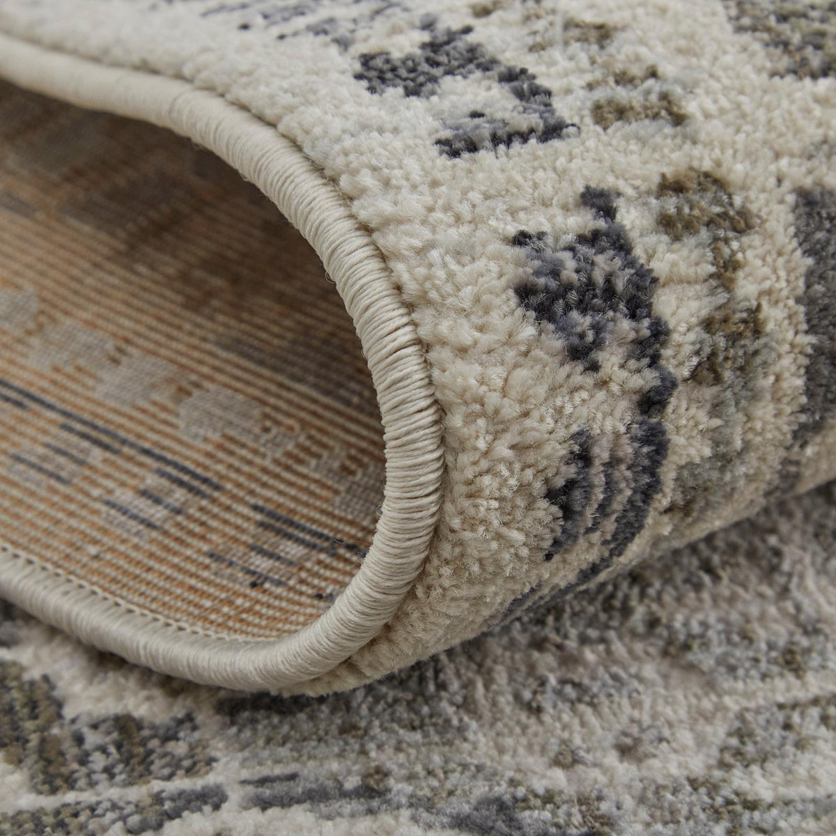 Feizy Kano 3874F Transitional Distressed Rug in Ivory/Taupe/Gray