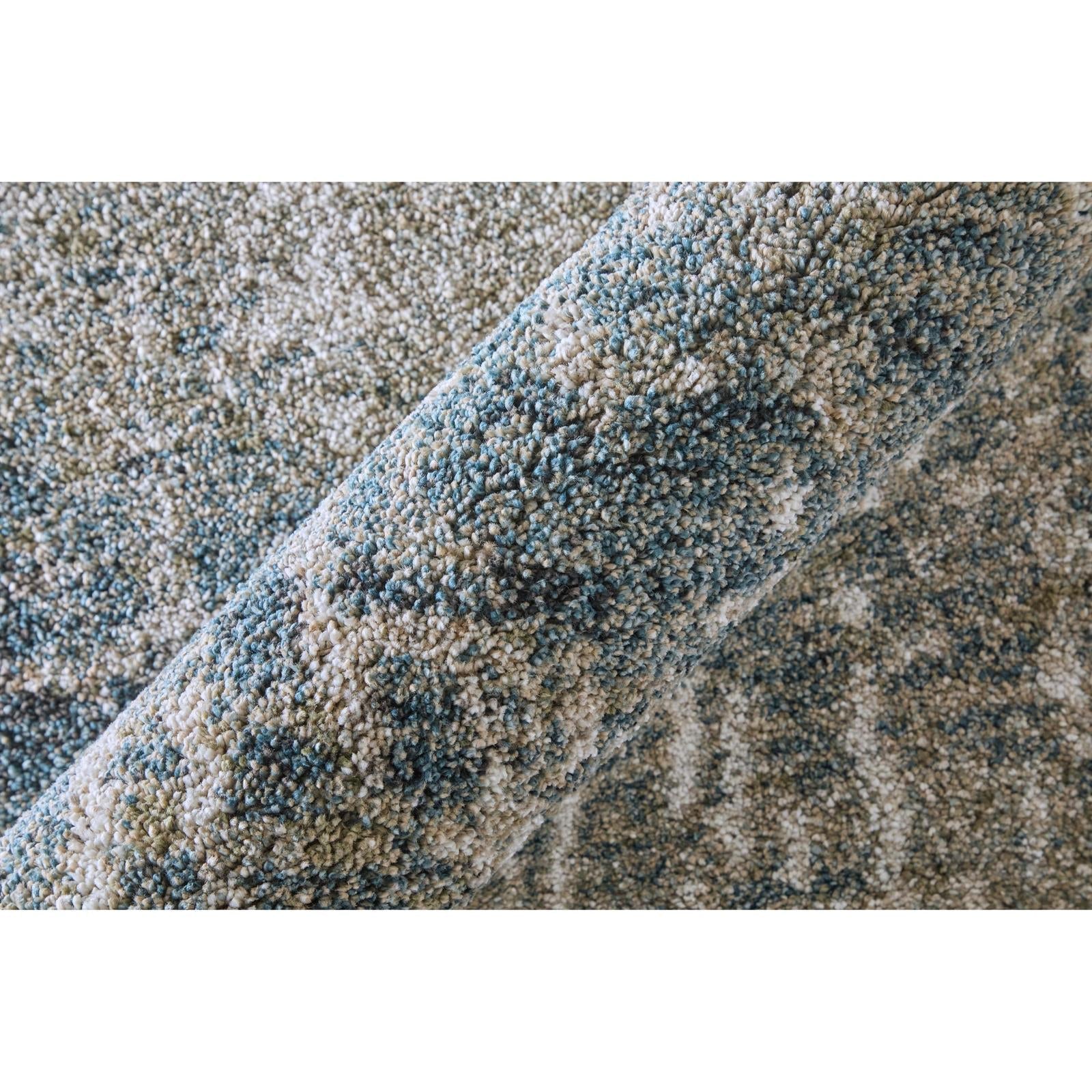 Feizy Richmond 39R5F Modern Abstract Rug in Ivory/Blue/Green