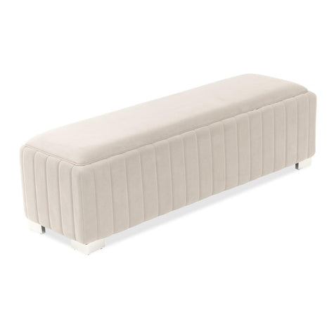 Michael Amini Amaryllis Velvet Accent Bench - Taupe/Chrome