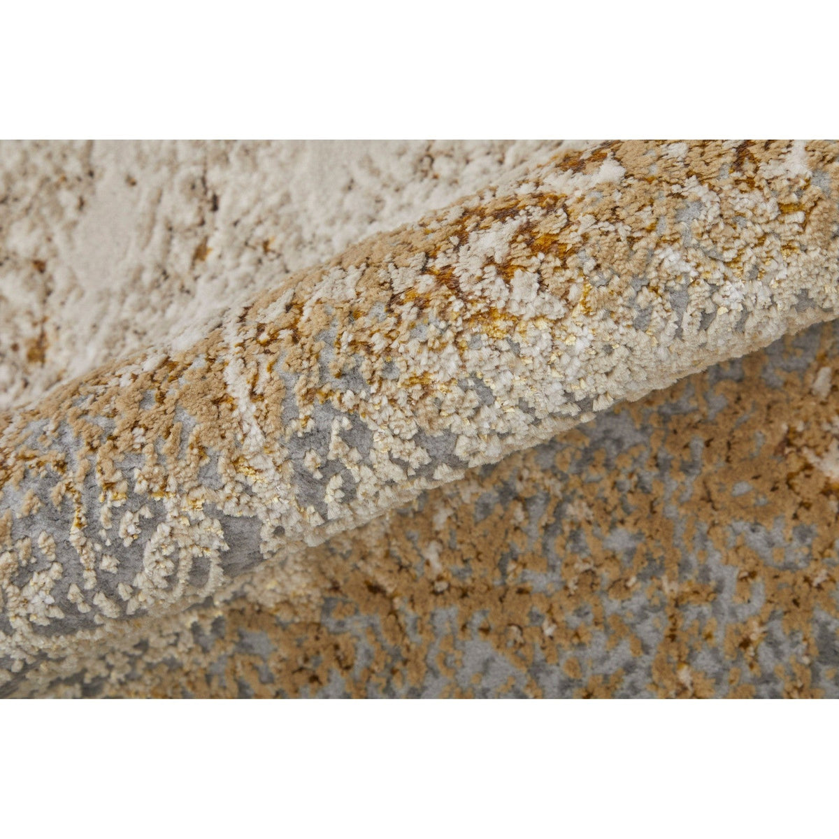 Feizy Aura 39LNF Modern Abstract Rug in Ivory/Brown/Gray