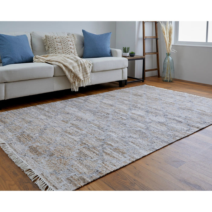 Feizy Beckett 0787F Transitional Trellis & Lattice in Tan/Gray/Ivory