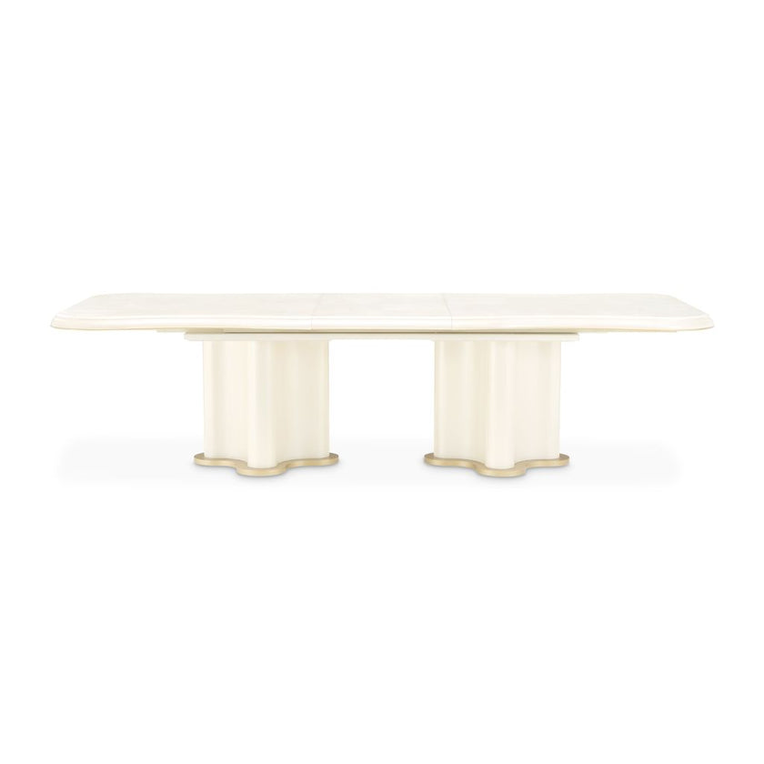 Michael Amini La Terrazza Double Pedestal Dining Table - Creamy Pearl