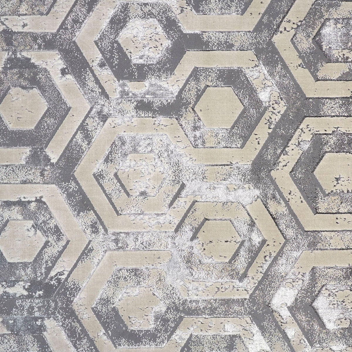 Feizy Micah 3046F Modern Distressed Rug in Gray/Taupe/Silver