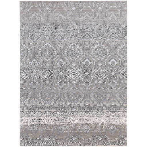 Feizy Macklaine 39LGF Transitional Distressed Rug in Ivory/Silver/Black