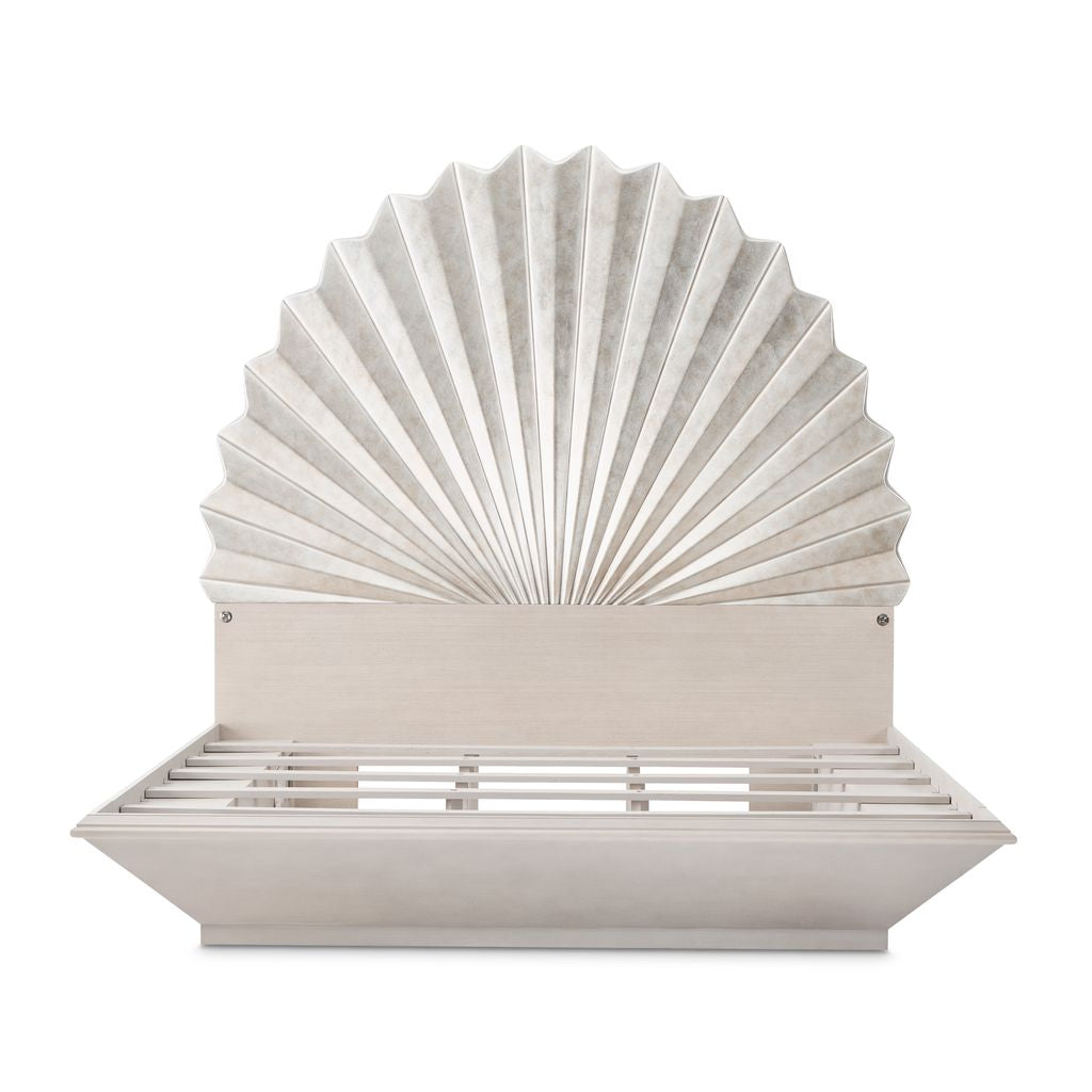 Michael Amini Fantosini King Fan Bed - Silver Leaf