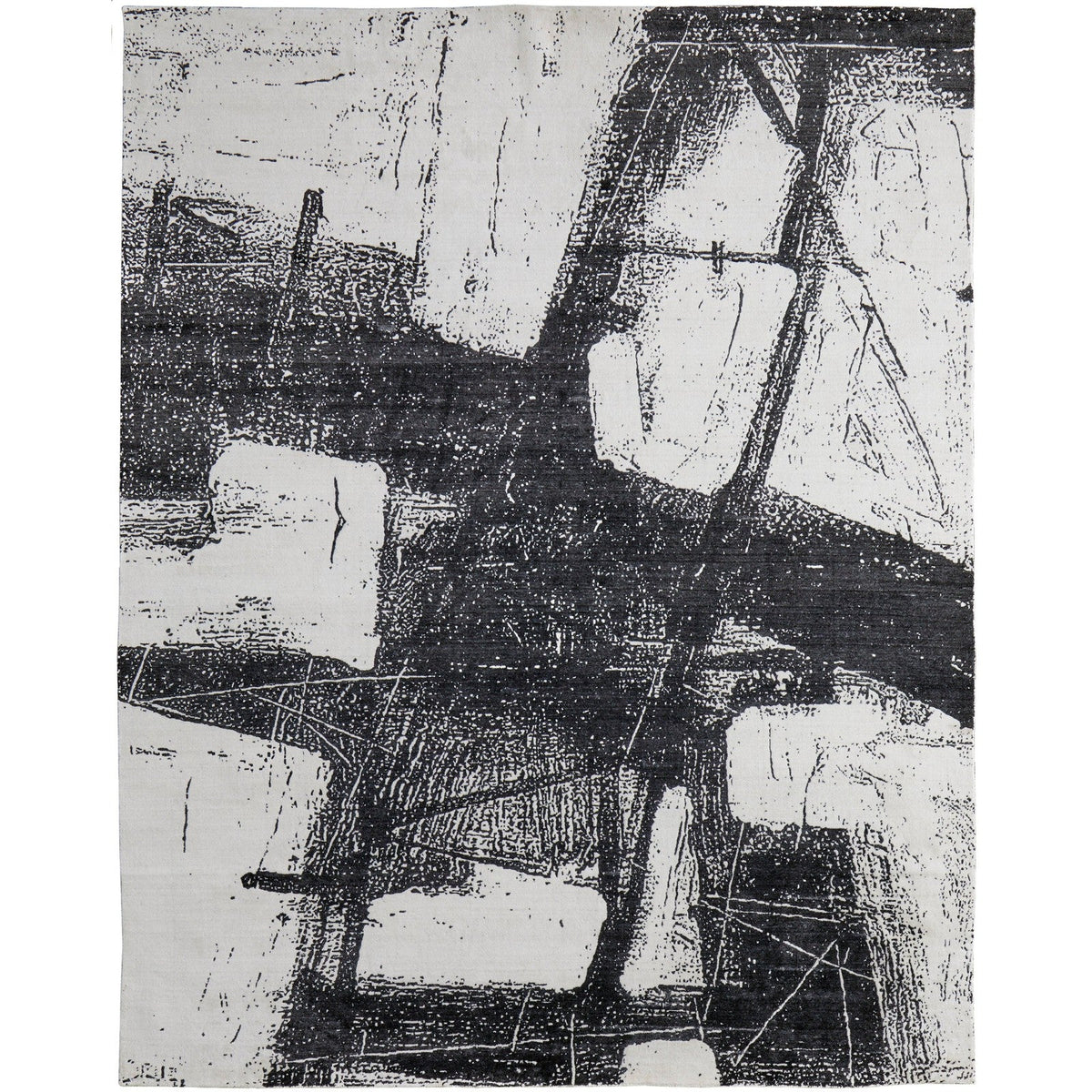 Feizy Coda 8927F Modern Abstract Rug in Black/White