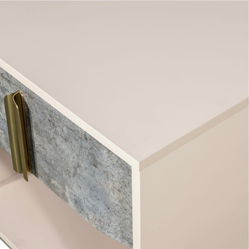 Michael Amini Pavira 1-Drawer Nightstand with LED Lights - Stone